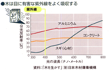 木は目に有害な紫外線の吸収率が高い